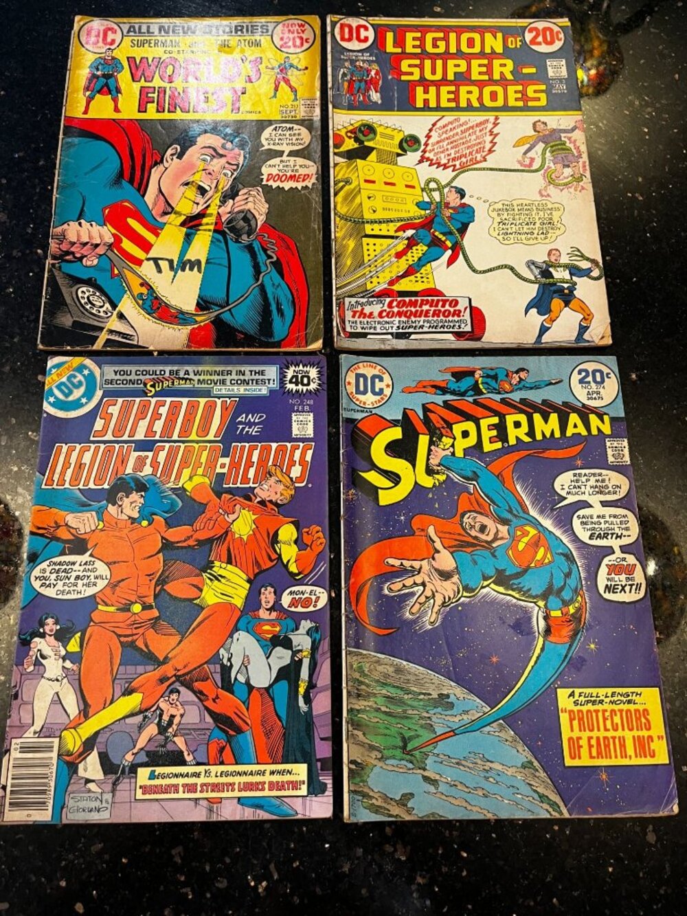 DC Comic lot 4 Superman #274 213 Legion Super Heroes #3 Superboy #248